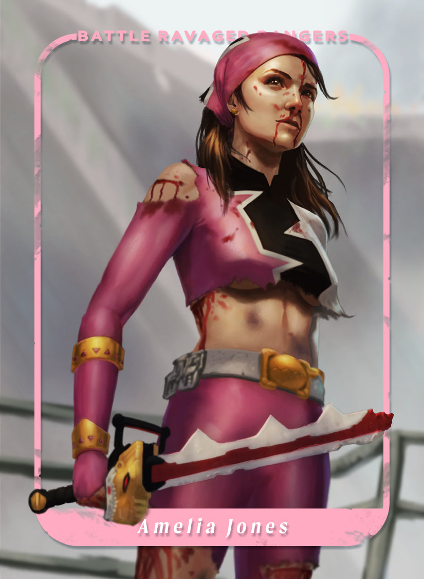 PR28 - Battle Damaged Amelia (Dino Fury Pink) Art Trading Card