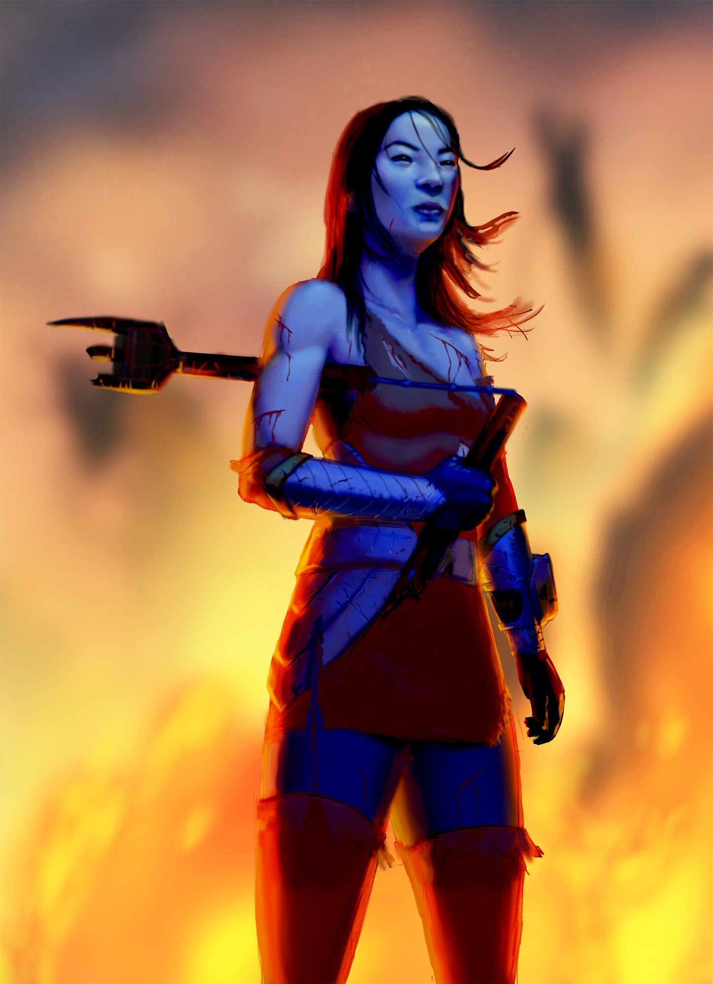PR30 - Battle Damaged Fern (Cosmic Fury Orange) 5x7 Art Print