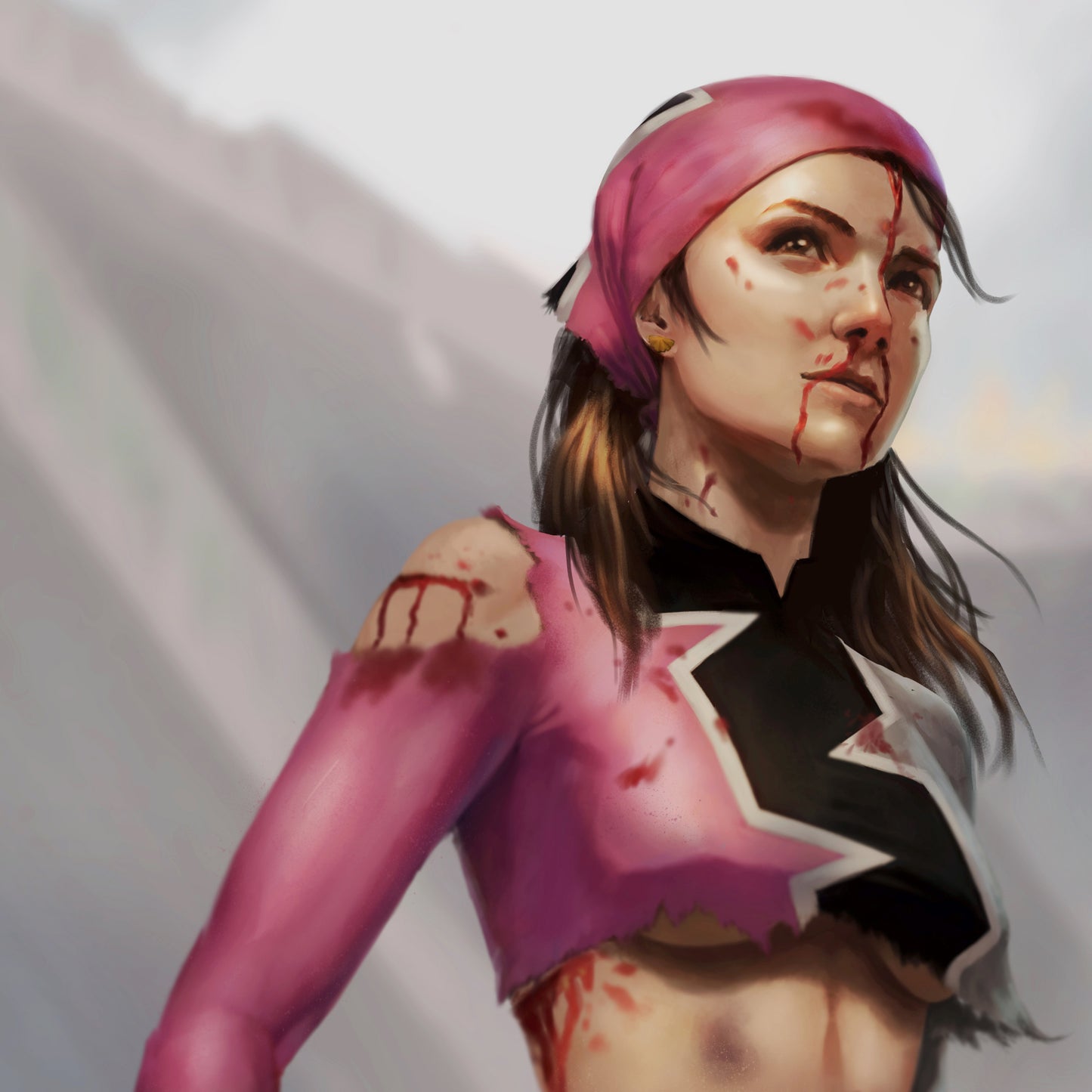 PR28 - Battle Damaged Amelia (Dino Fury Pink) 11x17 Art Print