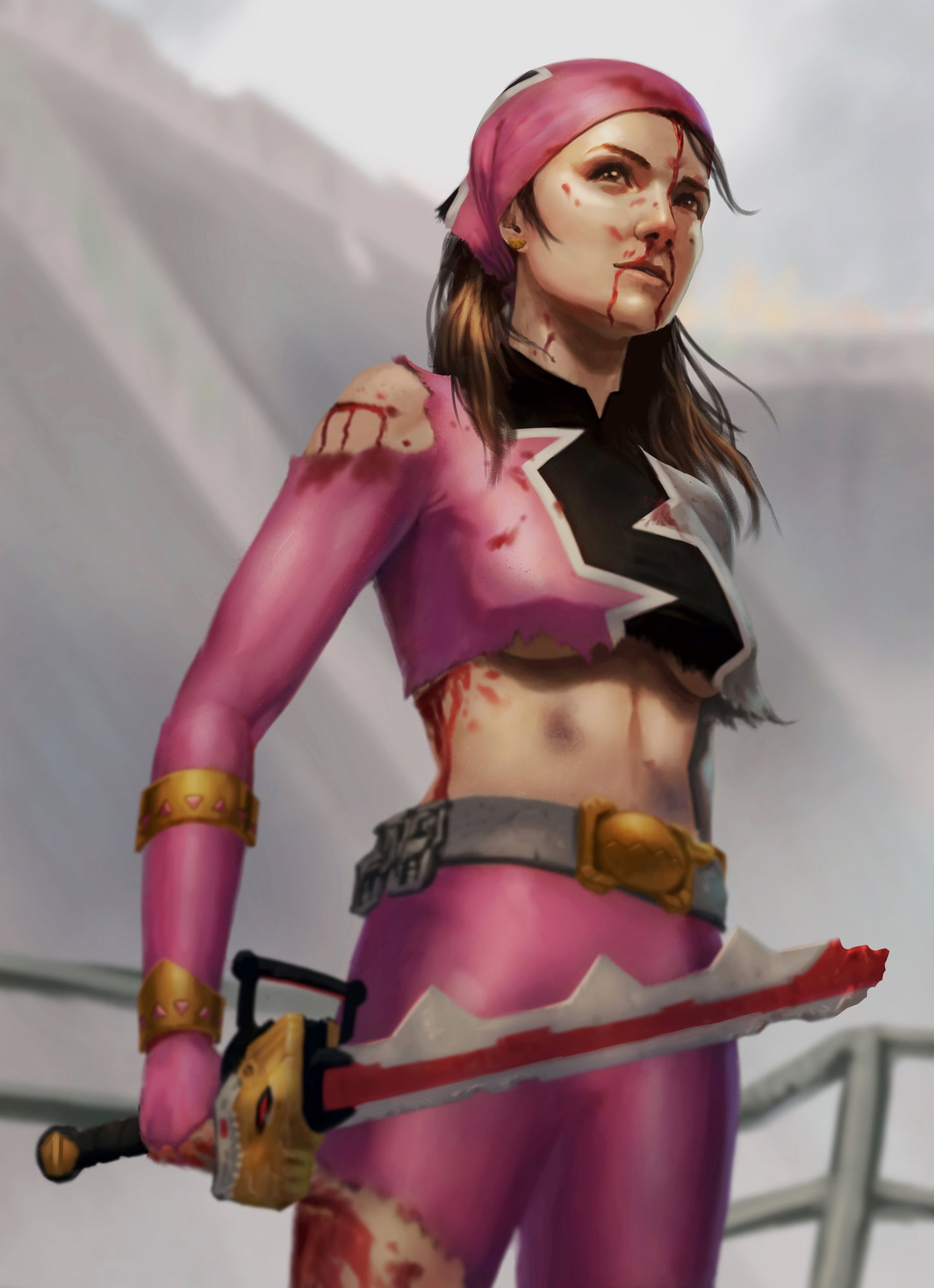 PR28 - Battle Damaged Amelia (Dino Fury Pink) FOIL Sticker