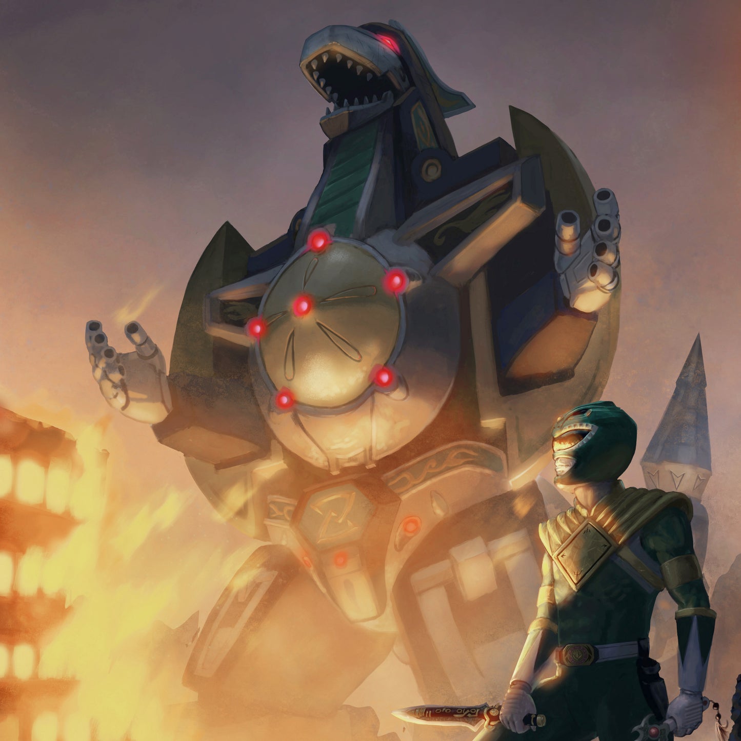 PR01 - Evil Green Ranger with Dragonzord (MMPR) 11x17 Art Print