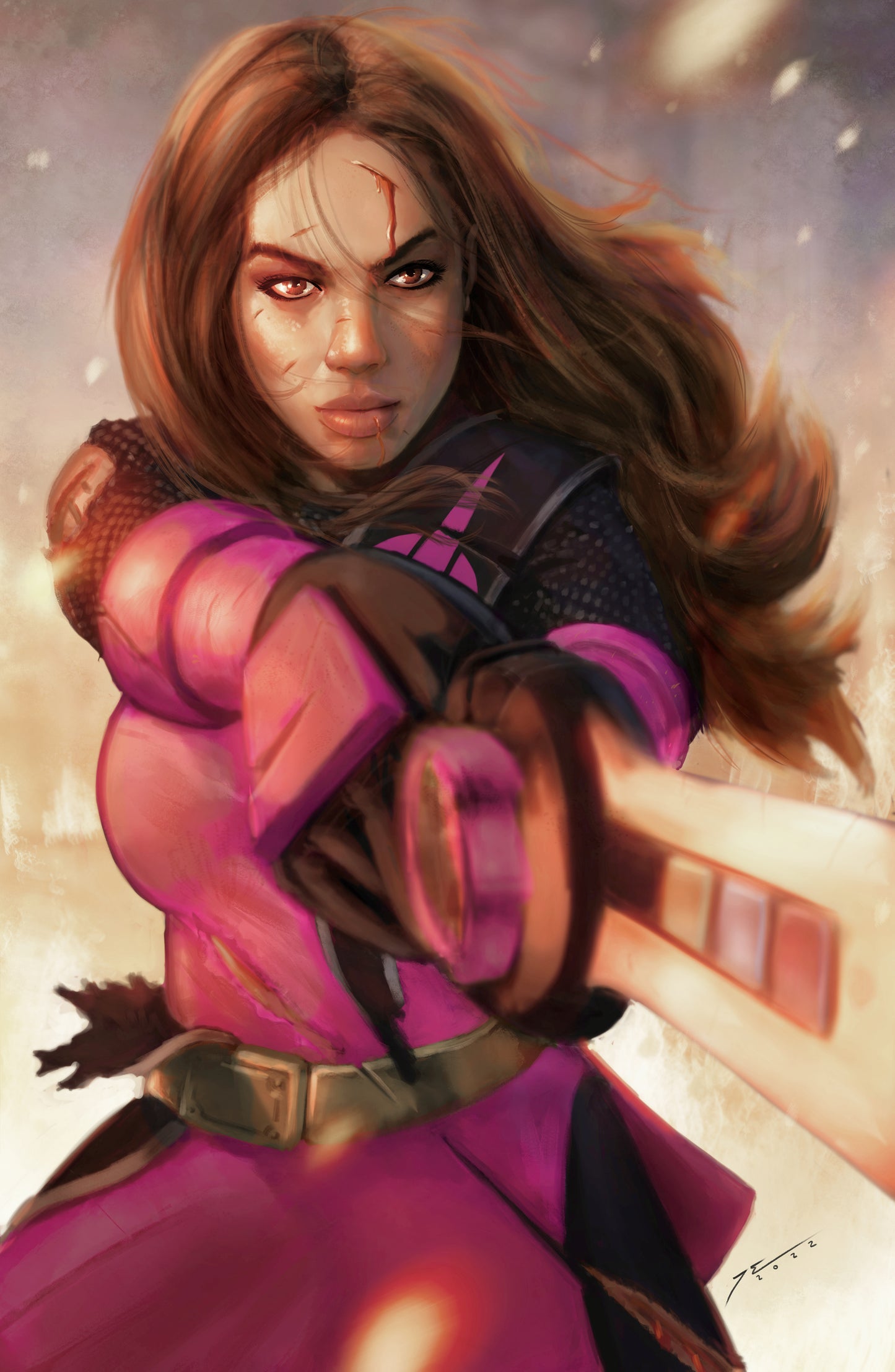 PR24 - Battle Damaged Sarah (Ninja Steel Pink) 11x17 Art Print
