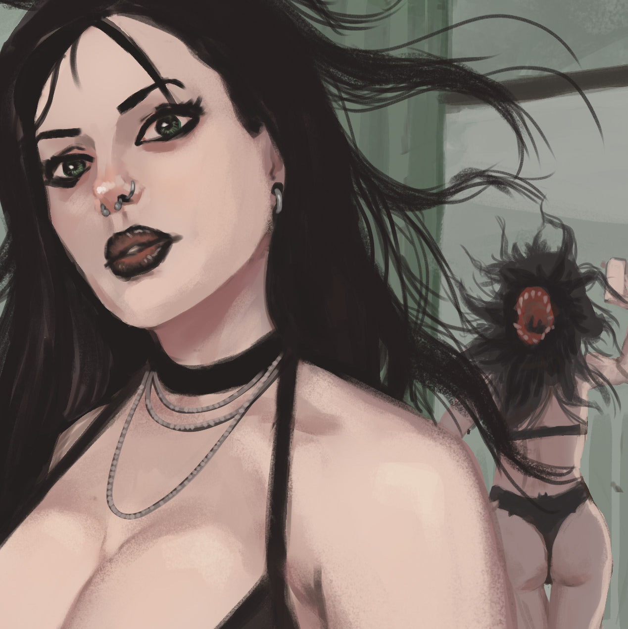 Monster Girl Thirst Trap Series - Futakuchi-Onna 5x7 Art Print