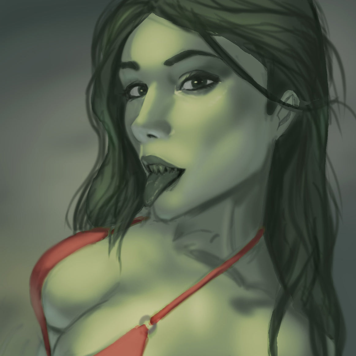 Monster Girl Thirst Trap Series - Jenny Greenteeth 5x7 Art Print