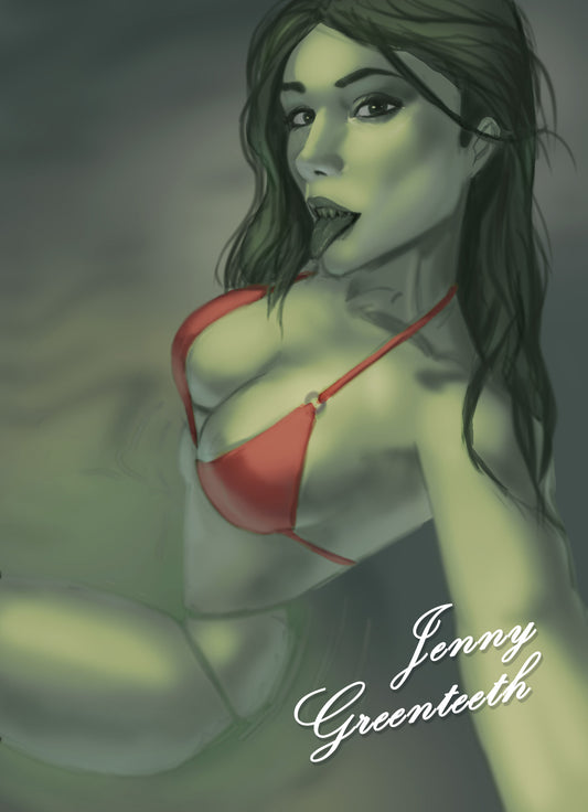 Monster Girl Thirst Trap Series - Jenny Greenteeth 5x7 Art Print