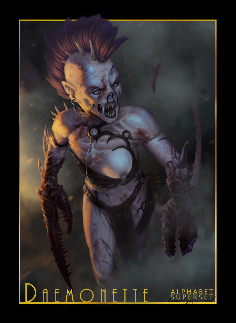 Beauty & Dread DAEMONETTE (Alphabet Superset) Art Trading Card