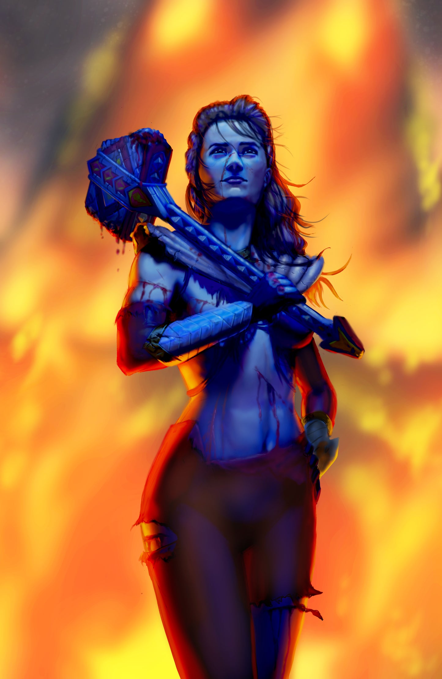 PR30 - Battle Damaged Amelia (Cosmic Fury Red) 11x17 Art Print