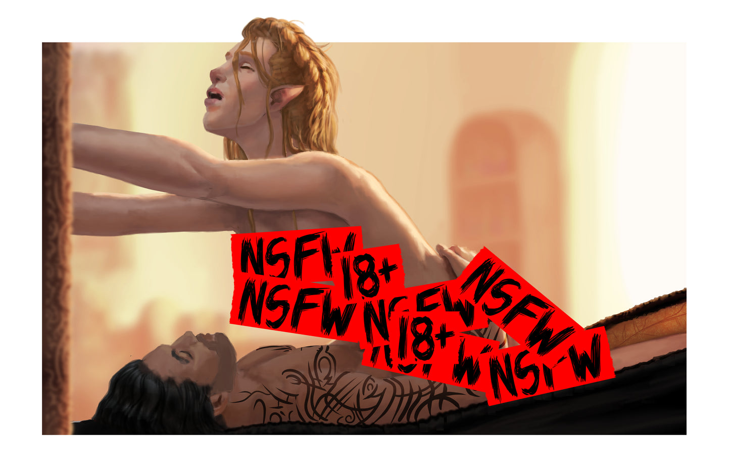 ACOTAR Art Print - Nesta and Cassian (feat. the headboard)