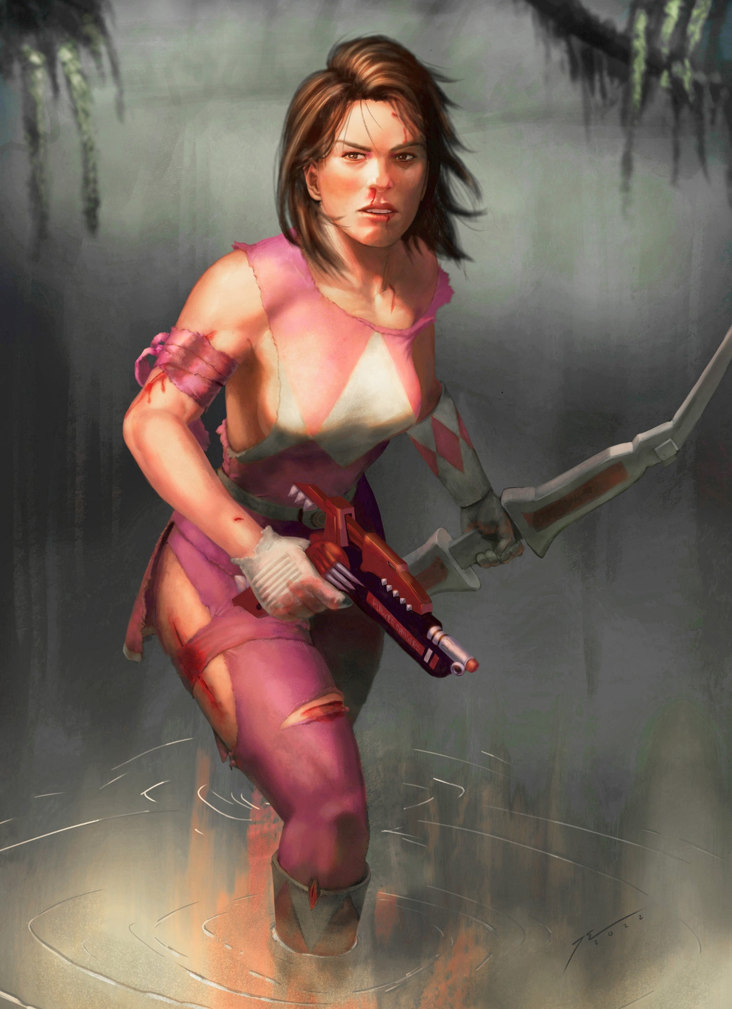 PR01 - Battle Damaged Kimberly (MMPR Pink) 5x7 Art Print