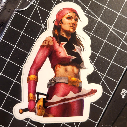 PR28 - Battle Damaged Amelia (Dino Fury Pink) Sticker