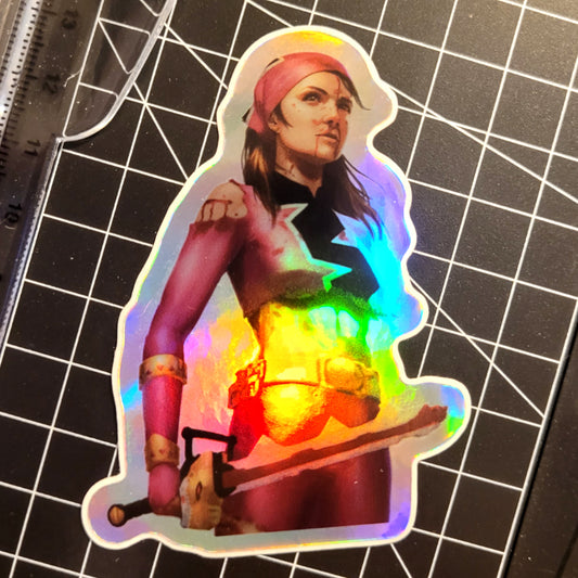 PR28 - Battle Damaged Amelia (Dino Fury Pink) FOIL Sticker